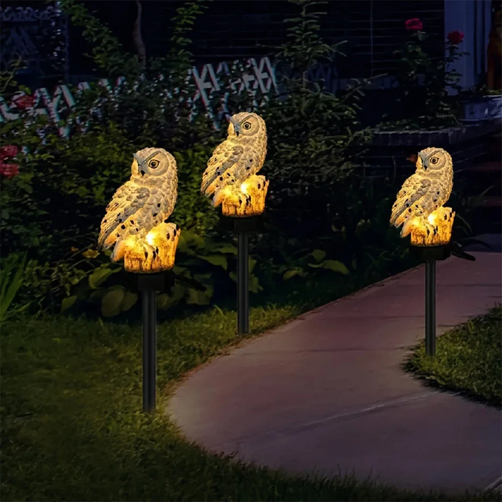 1PC Solar Powered Owl Ground Lamp Waterproof Outdoor Landscape Light for Lawn Garden Patio Pathway Night Atmosphere Decor Light