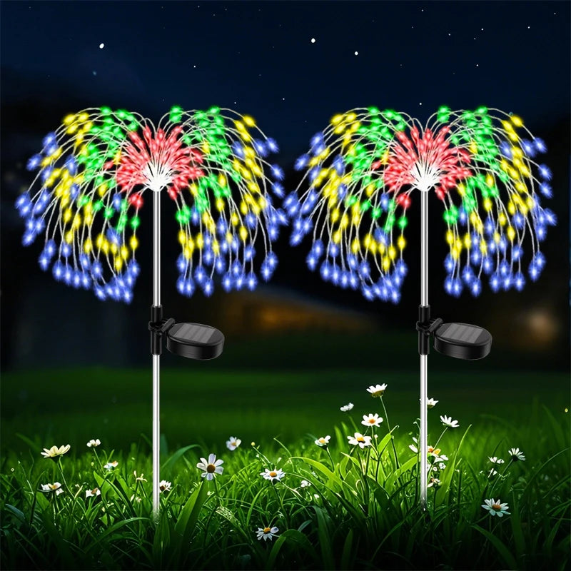 Garden Decor Solar Pathway Lights 200LED Outdoor Waterproof Firework Fairy Lights for Patio Lawn Yard Walkway