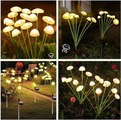 Solar Mushroom Lights Outdoor, 6/8/10 LED Waterproof Garden Lights with Spikes for Lawn, Pathway, Yard, and Holiday Decor