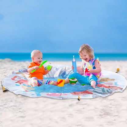 Kids Beach Puddle Pool Toddler Blanket Paddling Pool with Carrying Bag Waterproof Summer Outdoor Water Play Toy Picnic Travel