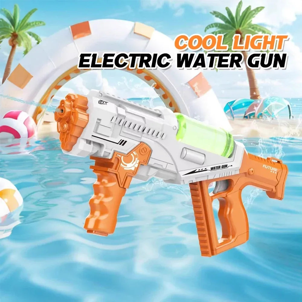 Large Capacity Automatic Water Gun Continuous Firing with Lights Rechargeable Electric Water Guns Beach Party Game Kids Boys Toy