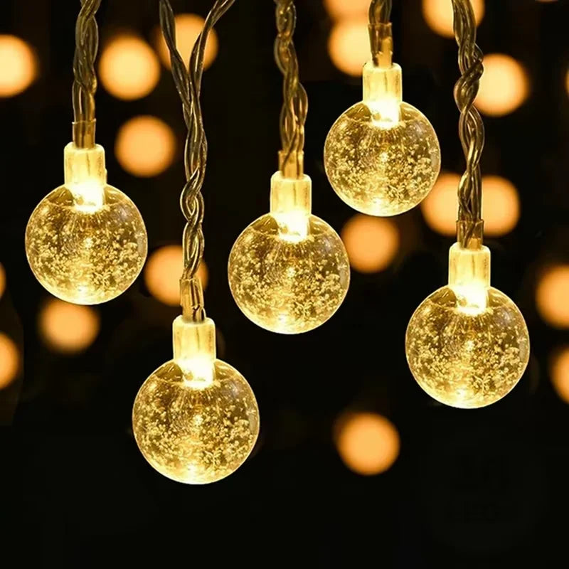 1.5-10M LED Crystal Ball Garland String Lights Indoor Decor Holiday Christmas Lamp 10/20/40/80 LED Fairy Lights Battery Operated