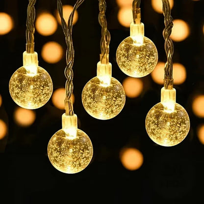 1.5-10M LED Crystal Ball Garland String Lights Indoor Decor Holiday Christmas Lamp 10/20/40/80 LED Fairy Lights Battery Operated