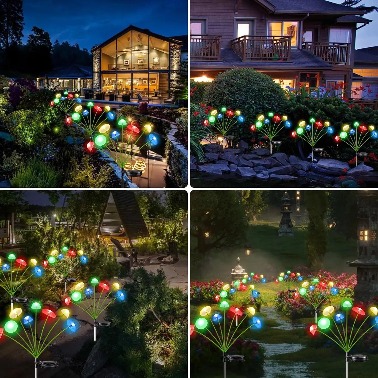 Solar Mushroom Lights Outdoor, 6/8/10 LED Waterproof Garden Lights with Spikes for Lawn, Pathway, Yard, and Holiday Decor