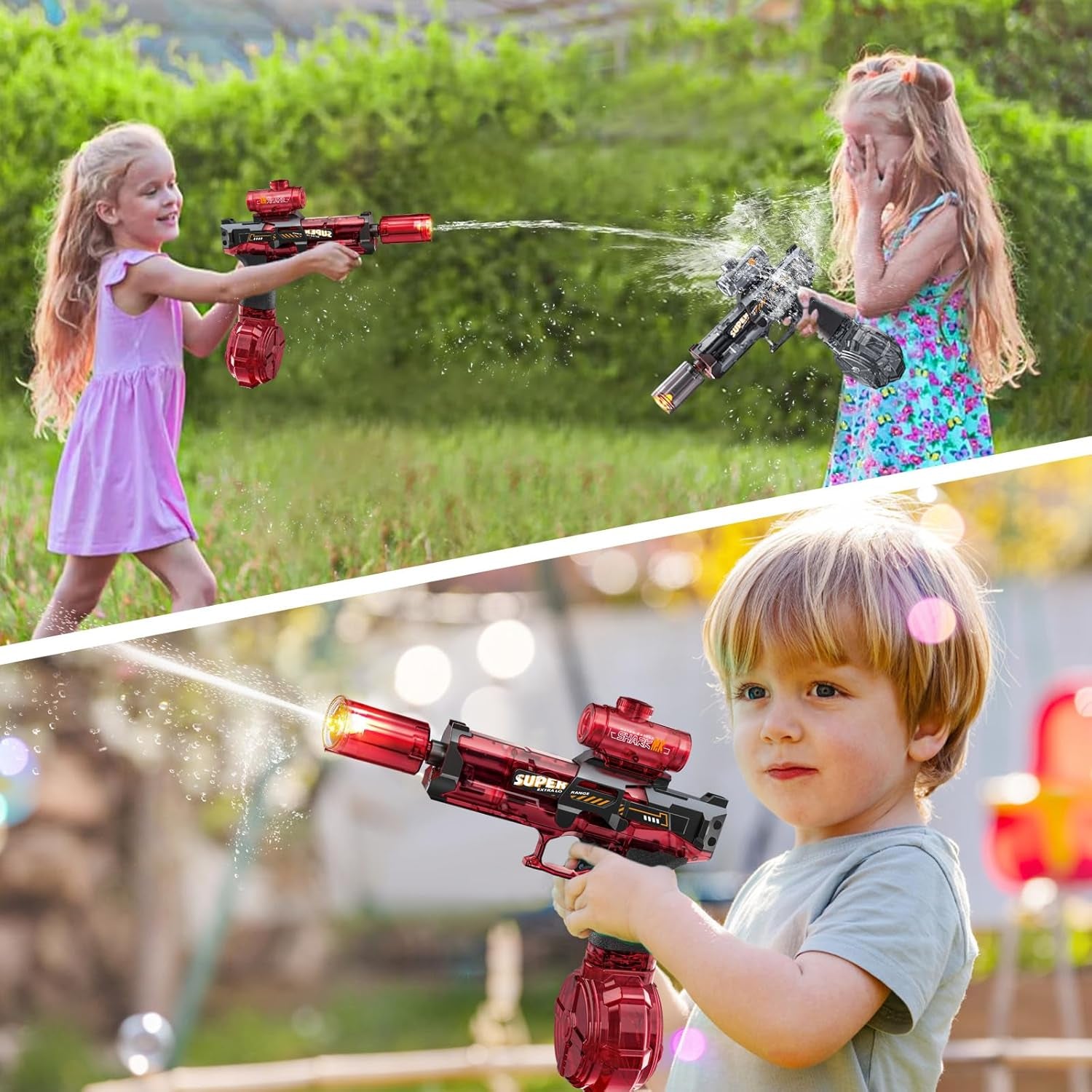 2 PCS Pistolet À Eau Électrique,Pistolet À Eau Puissant Et Avec Effet Lumineux,Pistolet a Eau Convient Aux Jeux D'Été En Plein Air, À La Piscine, À La Plage, Aux Garçons, Aux Filles