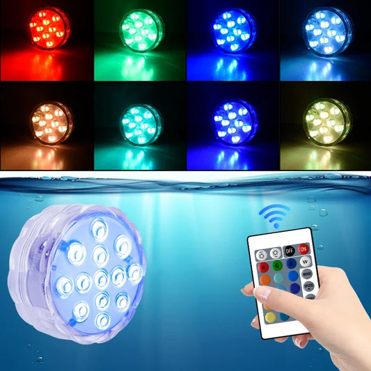 10 Leds RGB Underwater Lights with Magnetic Suction Cups 16 Color Lights Battery Operated Swimming Pool Lamp Underwater Lighting
