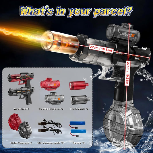 2 PCS Pistolet À Eau Électrique,Pistolet À Eau Puissant Et Avec Effet Lumineux,Pistolet a Eau Convient Aux Jeux D'Été En Plein Air, À La Piscine, À La Plage, Aux Garçons, Aux Filles