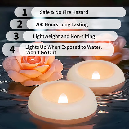 Flameless LED Floating Candles Battery Operated Tealights Romantic Warm White Light for Pool Bathtub Hot Bath Wedding Centerpiec