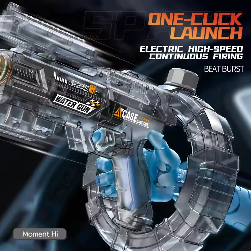 Space Electric Water Gun Energy Ring Burst Transformation LED Lights Large Capacity Full Auto Continuous Fire Squirt Gun Toy