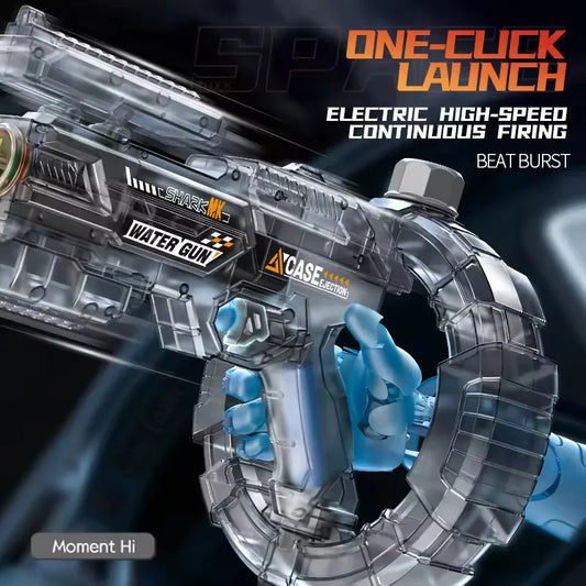 Space Electric Water Gun Energy Ring Burst Transformation LED Lights Large Capacity Full Auto Continuous Fire Squirt Gun Toy