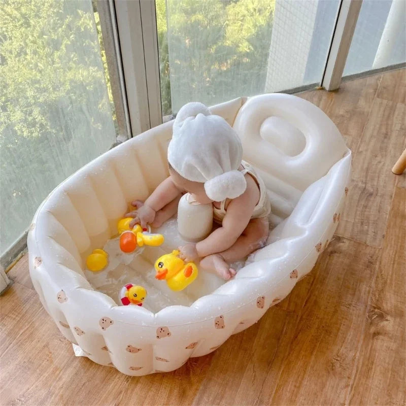 Cartoon Pattern Bathtub 90X55X30Cm Foldable PVC Indoor Swimming Pool for Infants Summer Kids Water Fun Game