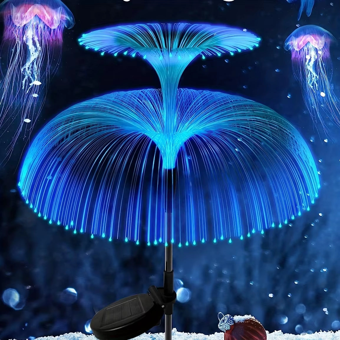1PC Outdoor Solar Garden Lights 7 Colors Variable Solar Stake Jellyfish Reed Lights Solar Outdoor Color Changing Lights
