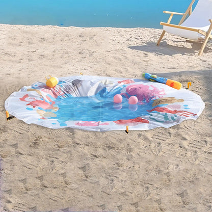 Kids Beach Puddle Pool Toddler Blanket Paddling Pool with Carrying Bag Waterproof Summer Outdoor Water Play Toy Picnic Travel