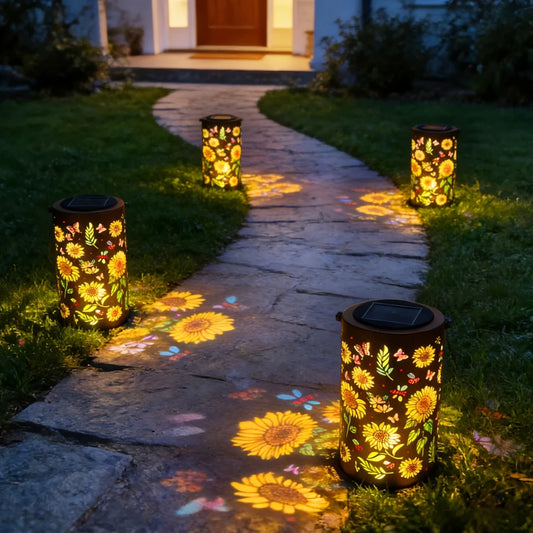 1/2/4PCS Colorful Sunflower Solar Lanterns Outdoor Waterproof Hanging Solar Powered Garden Lights for Porch Lawn Pathway Decor