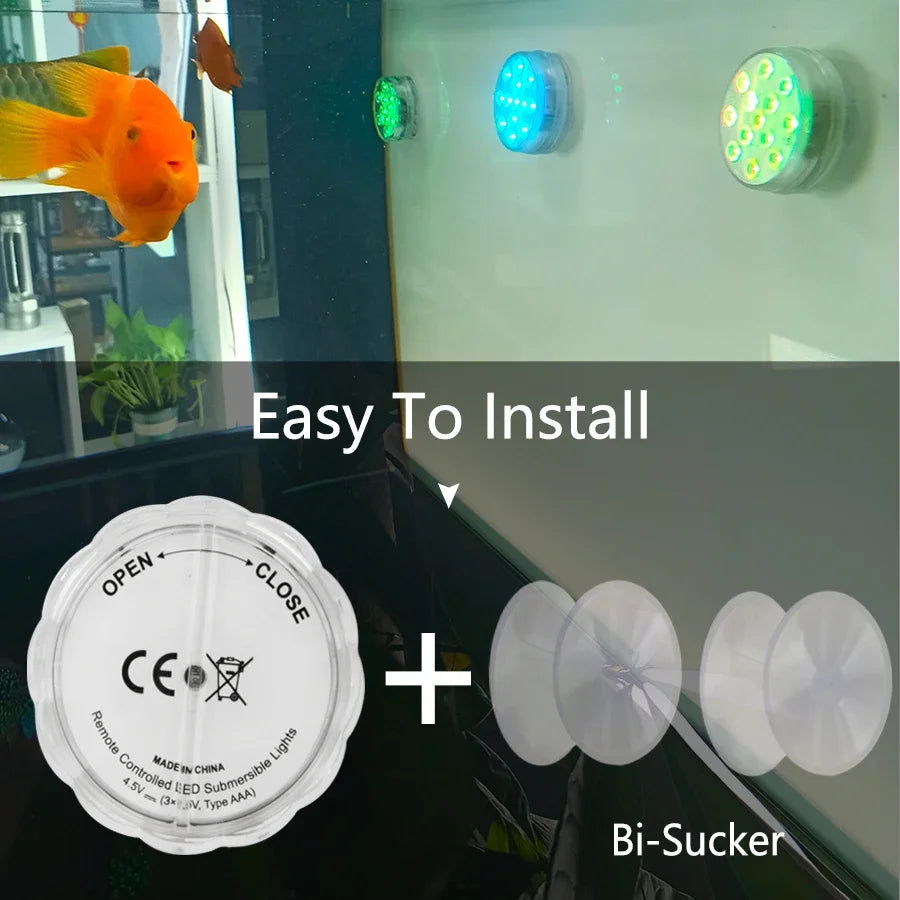 10 Leds RGB Underwater Lights with Magnetic Suction Cups 16 Color Lights Battery Operated Swimming Pool Lamp Underwater Lighting