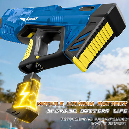 Children Electric Water Gun with Colorful Light Long Range Automatic Water Absorption Squirt Guns Summer Outdoor Toys for Kids