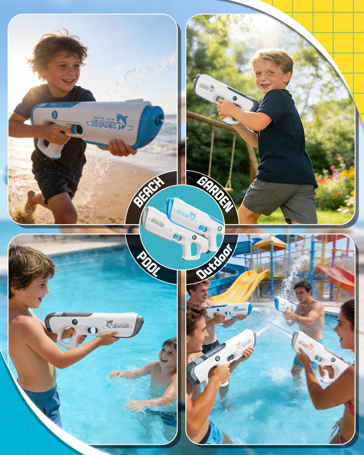 Pistolet À Eau Électrique Enfants, Pistolet À Eau Automatique Avec Aspiration Automatique, Portée De 6-8 M, Longue Autonomie, Pistolet a Eau Pour Piscines, Plages Et Jardin﻿