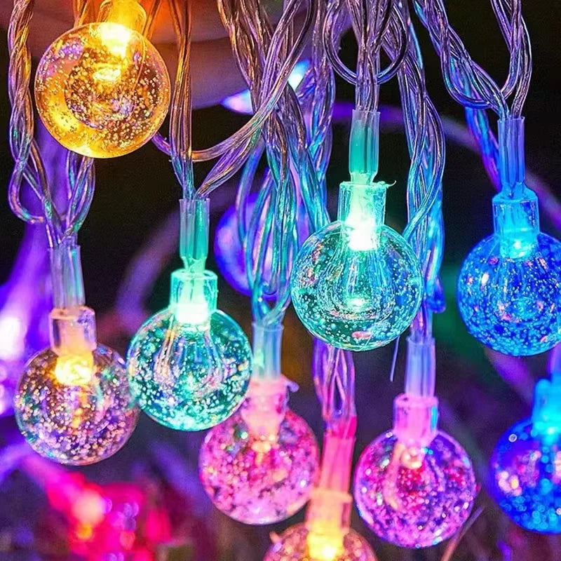 1.5-10M LED Crystal Ball Garland String Lights Indoor Decor Holiday Christmas Lamp 10/20/40/80 LED Fairy Lights Battery Operated