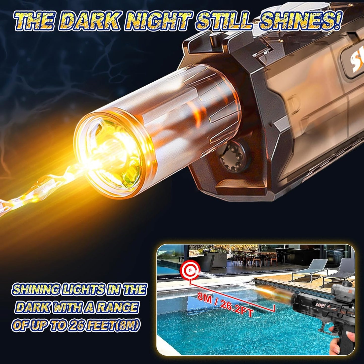 2 PCS Pistolet À Eau Électrique,Pistolet À Eau Puissant Et Avec Effet Lumineux,Pistolet a Eau Convient Aux Jeux D'Été En Plein Air, À La Piscine, À La Plage, Aux Garçons, Aux Filles