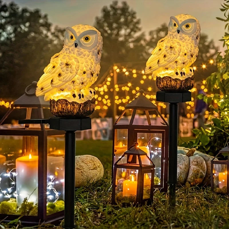 1PC Solar Powered Owl Ground Lamp Waterproof Outdoor Landscape Light for Lawn Garden Patio Pathway Night Atmosphere Decor Light
