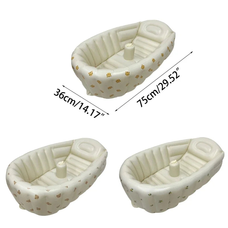 Cartoon Pattern Bathtub 90X55X30Cm Foldable PVC Indoor Swimming Pool for Infants Summer Kids Water Fun Game