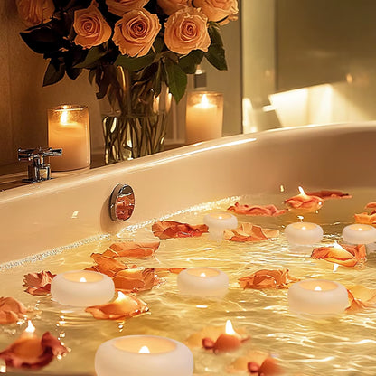 Flameless LED Floating Candles Battery Operated Tealights Romantic Warm White Light for Pool Bathtub Hot Bath Wedding Centerpiec