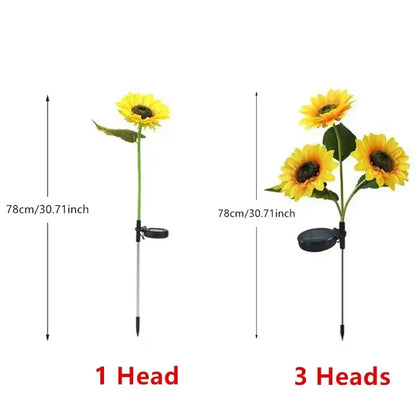 1Pc Solar Sunflower Lights 3 Heads 1 Head Garden Stake Outdoor Decorative Waterproof LED Landscape Lights for Patio Garden Yard