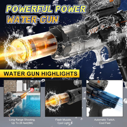 2 PCS Pistolet À Eau Électrique,Pistolet À Eau Puissant Et Avec Effet Lumineux,Pistolet a Eau Convient Aux Jeux D'Été En Plein Air, À La Piscine, À La Plage, Aux Garçons, Aux Filles