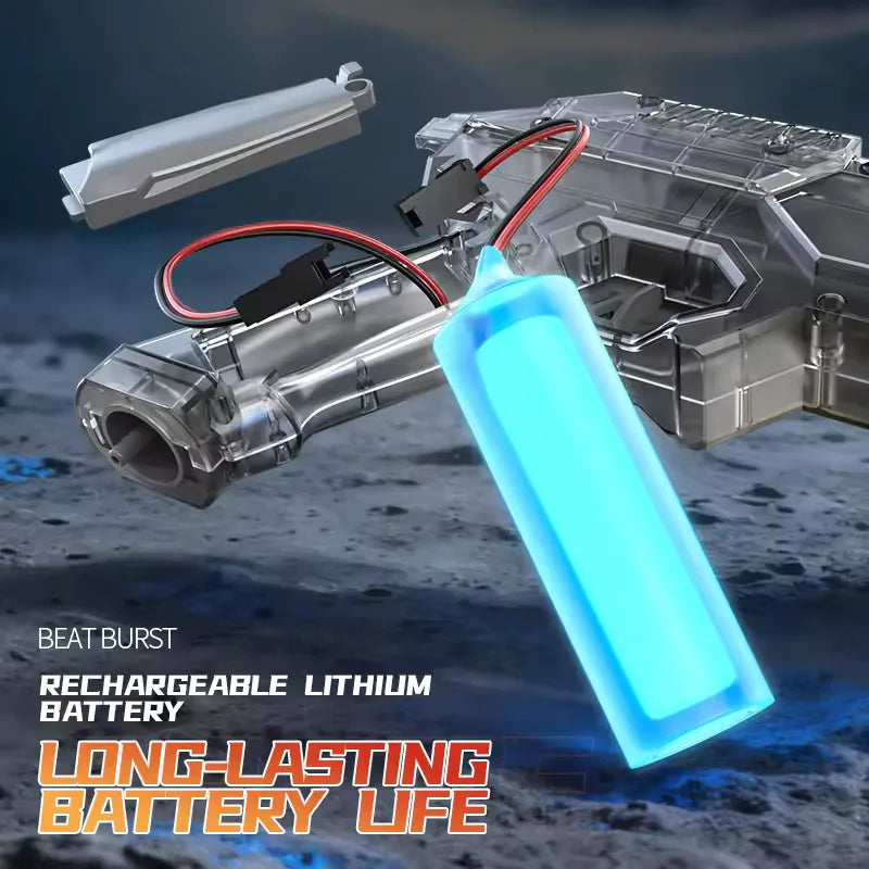 Space Electric Water Gun Energy Ring Burst Transformation LED Lights Large Capacity Full Auto Continuous Fire Squirt Gun Toy