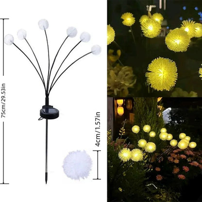 Solar Dandelion Lights, 6 Heads Always On/Flashing Lawn Lamp, LED Landscape Lighting Garden Decoration, Ground Plug Light