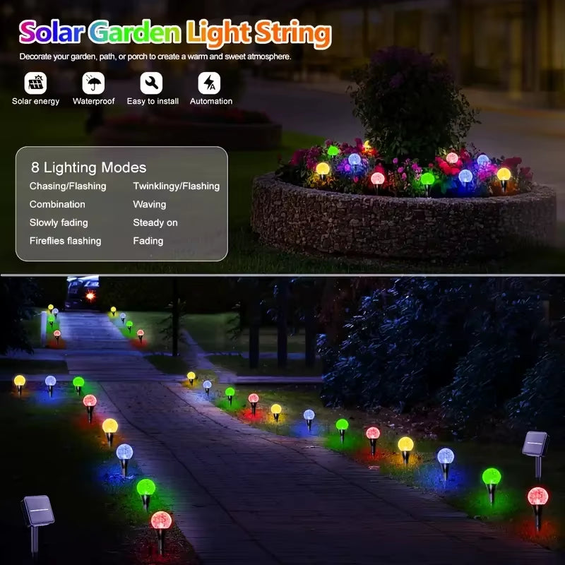 30 LED Solar Bubble Ball Lawn Lights Waterproof Solar Pathway String Light for Outdoor Garden Patios Trail Lighting Decoration