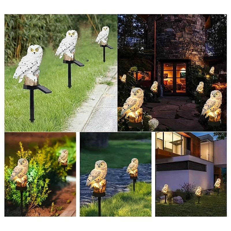 1PC Solar Powered Owl Ground Lamp Waterproof Outdoor Landscape Light for Lawn Garden Patio Pathway Night Atmosphere Decor Light