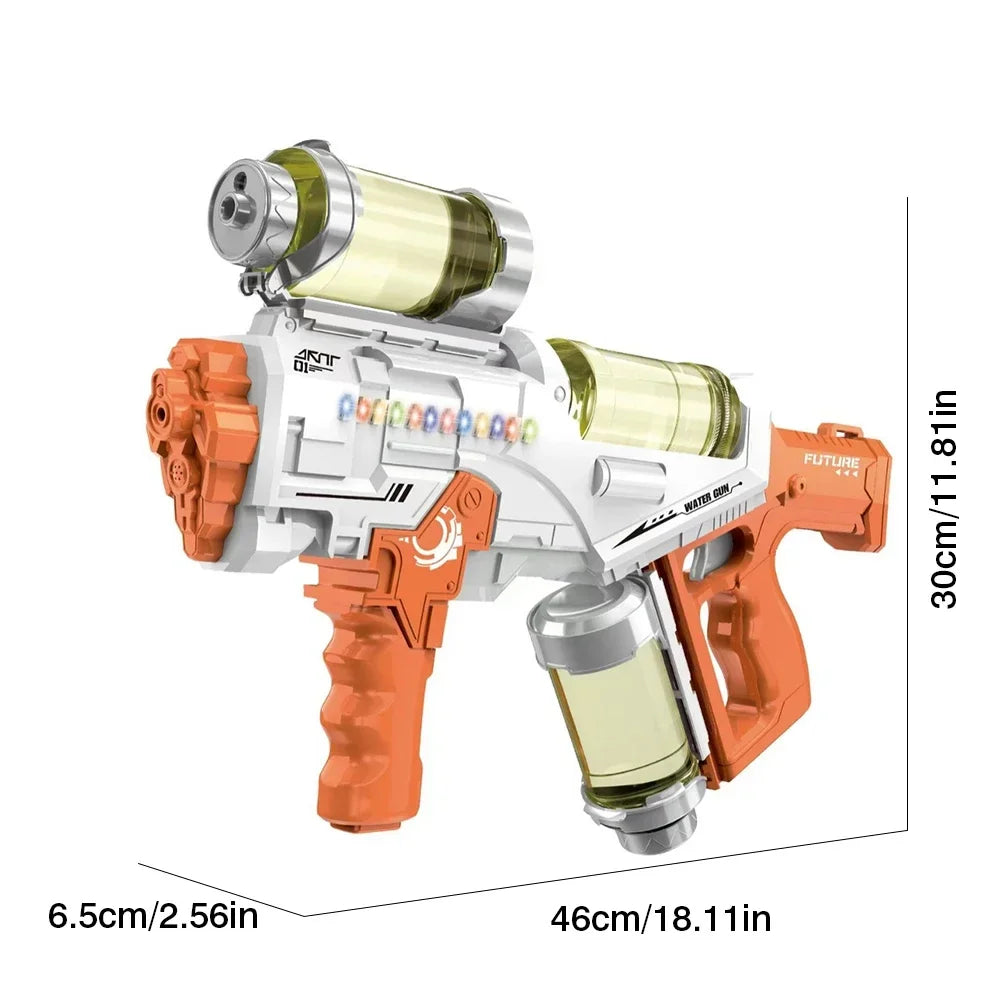 Large Capacity Automatic Water Gun Continuous Firing with Lights Rechargeable Electric Water Guns Beach Party Game Kids Boys Toy