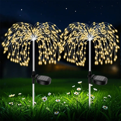 Garden Decor Solar Pathway Lights 200LED Outdoor Waterproof Firework Fairy Lights for Patio Lawn Yard Walkway