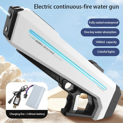 Unleash the Fun with the Powerful Electric Water Gun Toy - LED Automatic Water Pistol for Epic Outdoor Battles!