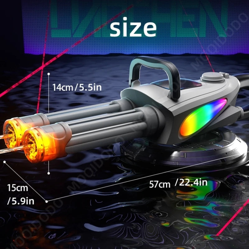 Ultimate Electric Gatling Water Gun Toy – Rotating Lights & High-Capacity Blaster for Epic Pool Battles!
