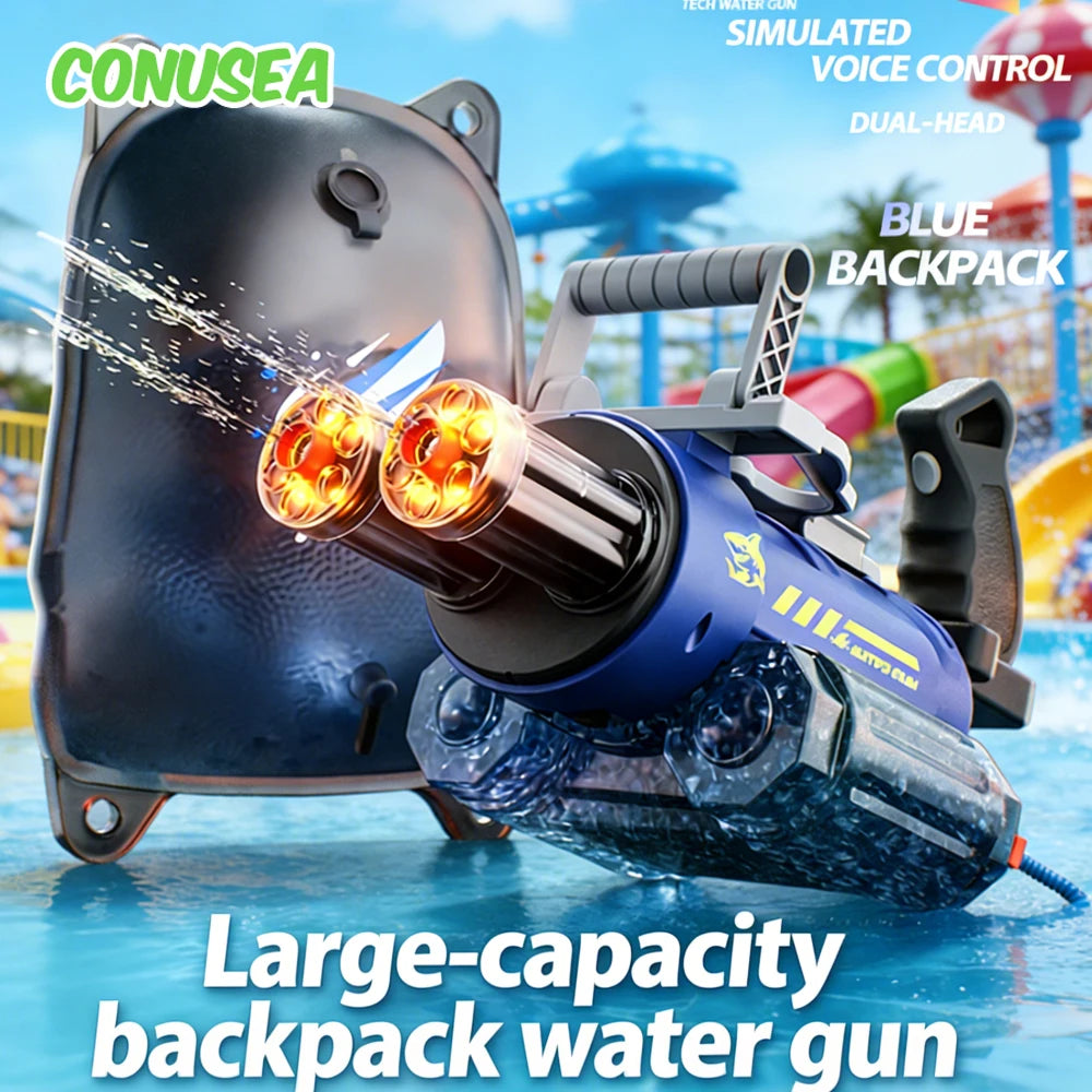 Voice Control Water Gun Automatic Electric Pistol Large-Capacity Backpack Watergun Outdoor Beach Games for Adult Kids Children