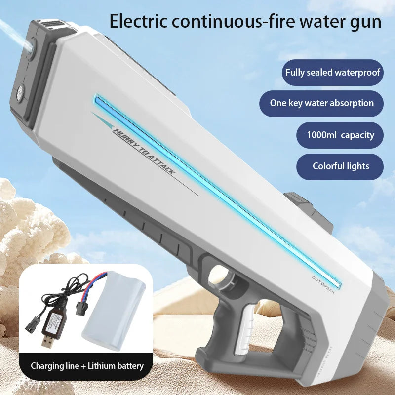 Unleash the Fun with the Powerful Electric Water Gun Toy - LED Automatic Water Pistol for Epic Outdoor Battles!