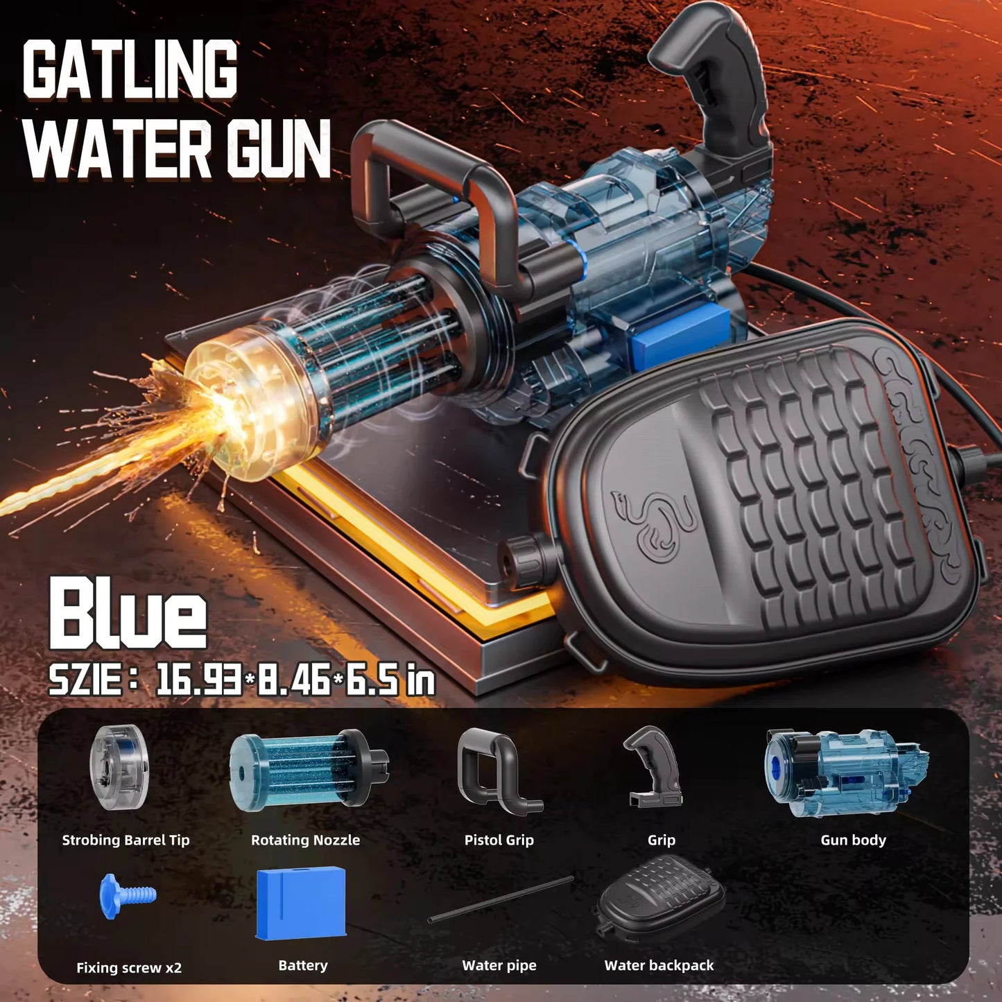 Ultimate Kids Gatling Electric Water Gun - Automatic Continuous Shooting with Backpack for Epic Summer Fun!