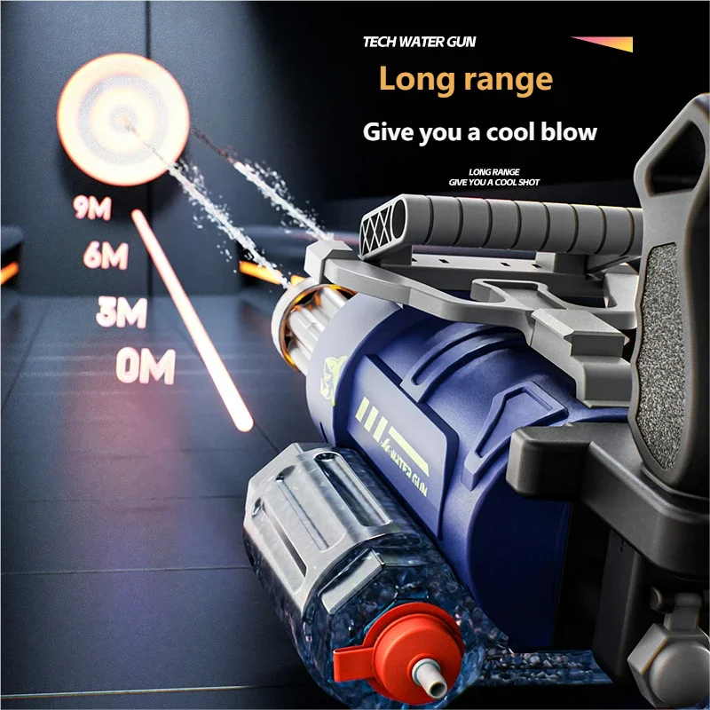 Unleash the Fun with the Outdoor Electric Gatling Water Gun - Voice-Controlled Double Barrel Spray Toy for Kids 14+