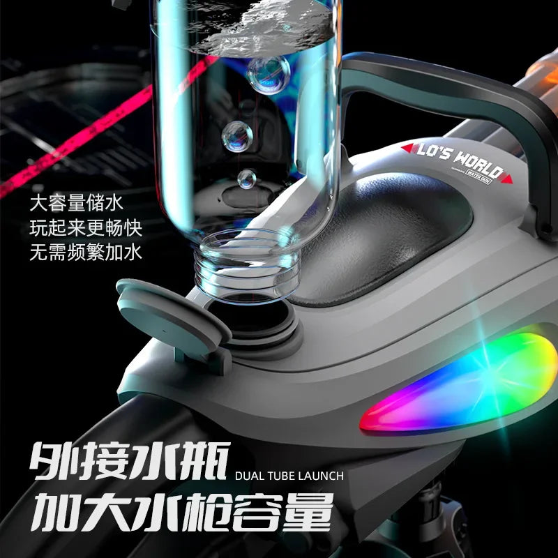Ultimate Electric Gatling Water Gun Toy – Rotating Lights & High-Capacity Blaster for Epic Pool Battles!