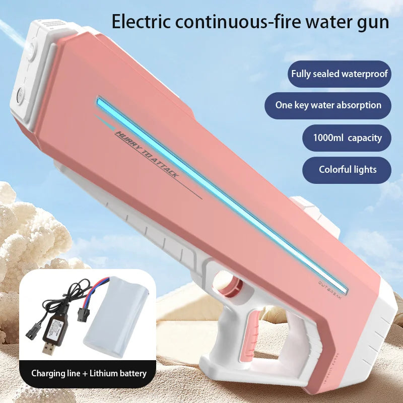 Unleash the Fun with the Powerful Electric Water Gun Toy - LED Automatic Water Pistol for Epic Outdoor Battles!