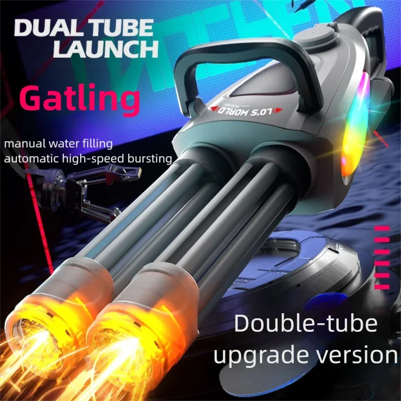 Ultimate Electric Gatling Water Gun Toy – Rotating Lights & High-Capacity Blaster for Epic Pool Battles!