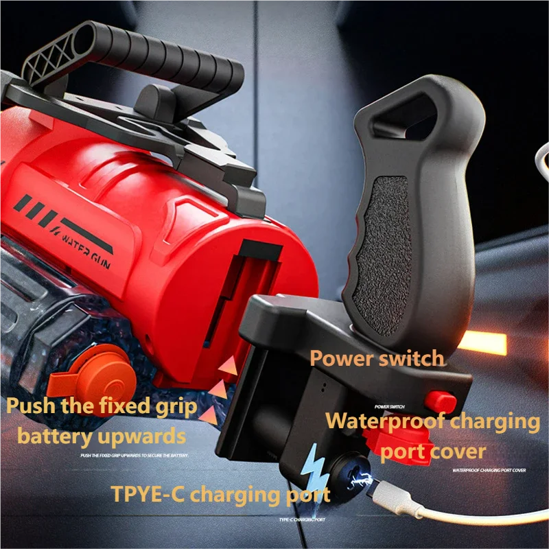 Unleash the Fun with the Outdoor Electric Gatling Water Gun - Voice-Controlled Double Barrel Spray Toy for Kids 14+