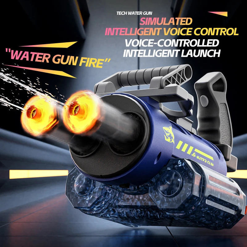 Voice Control Water Gun Automatic Electric Pistol Large-Capacity Backpack Watergun Outdoor Beach Games for Adult Kids Children
