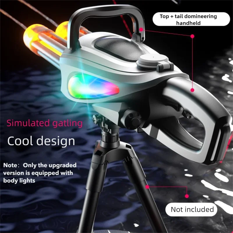 Ultimate Electric Gatling Water Gun Toy – Rotating Lights & High-Capacity Blaster for Epic Pool Battles!