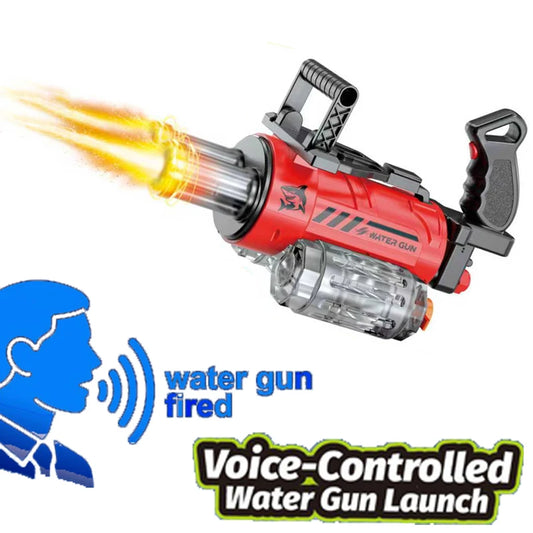 Unleash the Fun with the Outdoor Electric Gatling Water Gun - Voice-Controlled Double Barrel Spray Toy for Kids 14+