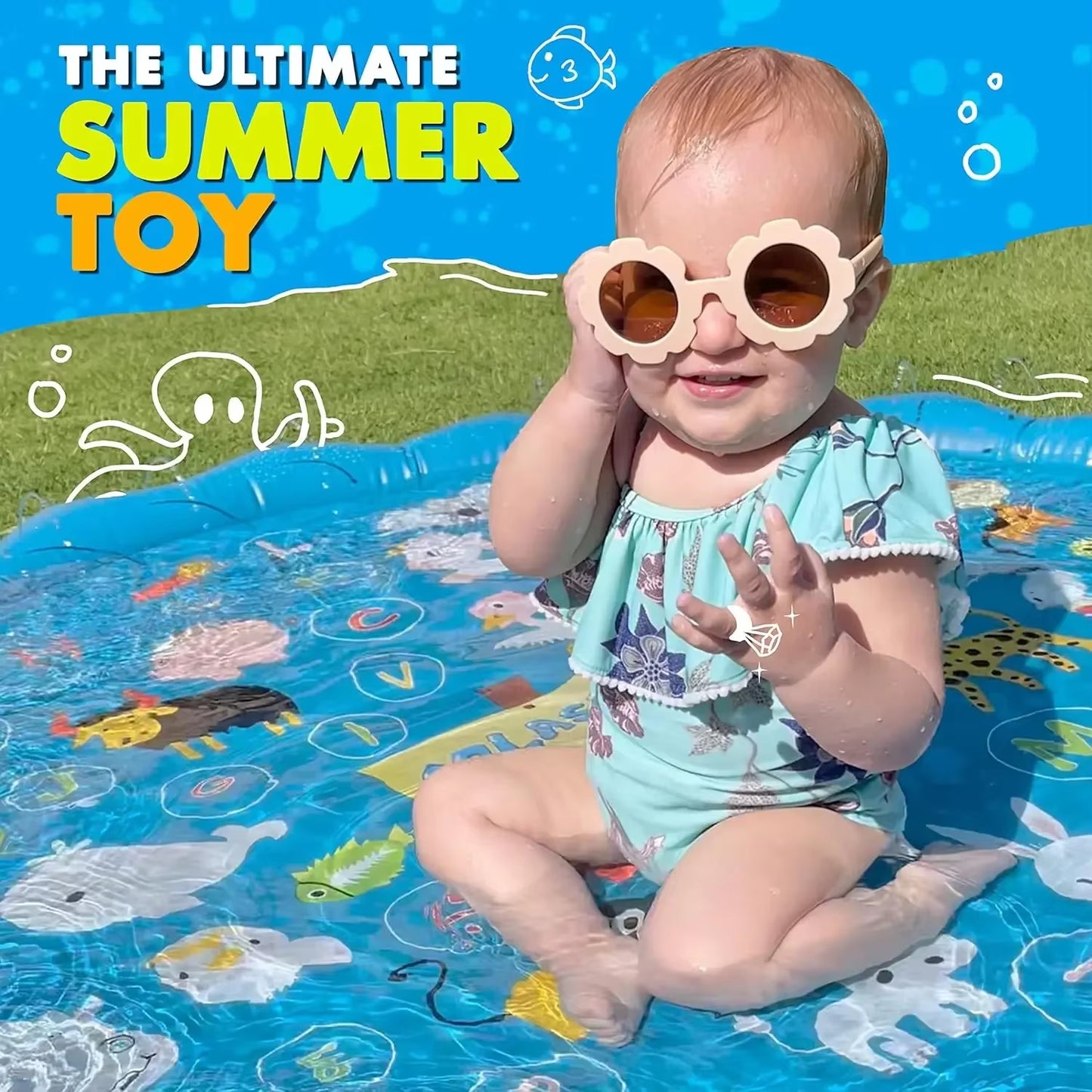 100/60Cm Children'S Inflatable Water Spraying Game Mat Outdoor Game Toy Lawn Swimming Pool Mat Children'S Toy Beach Mat