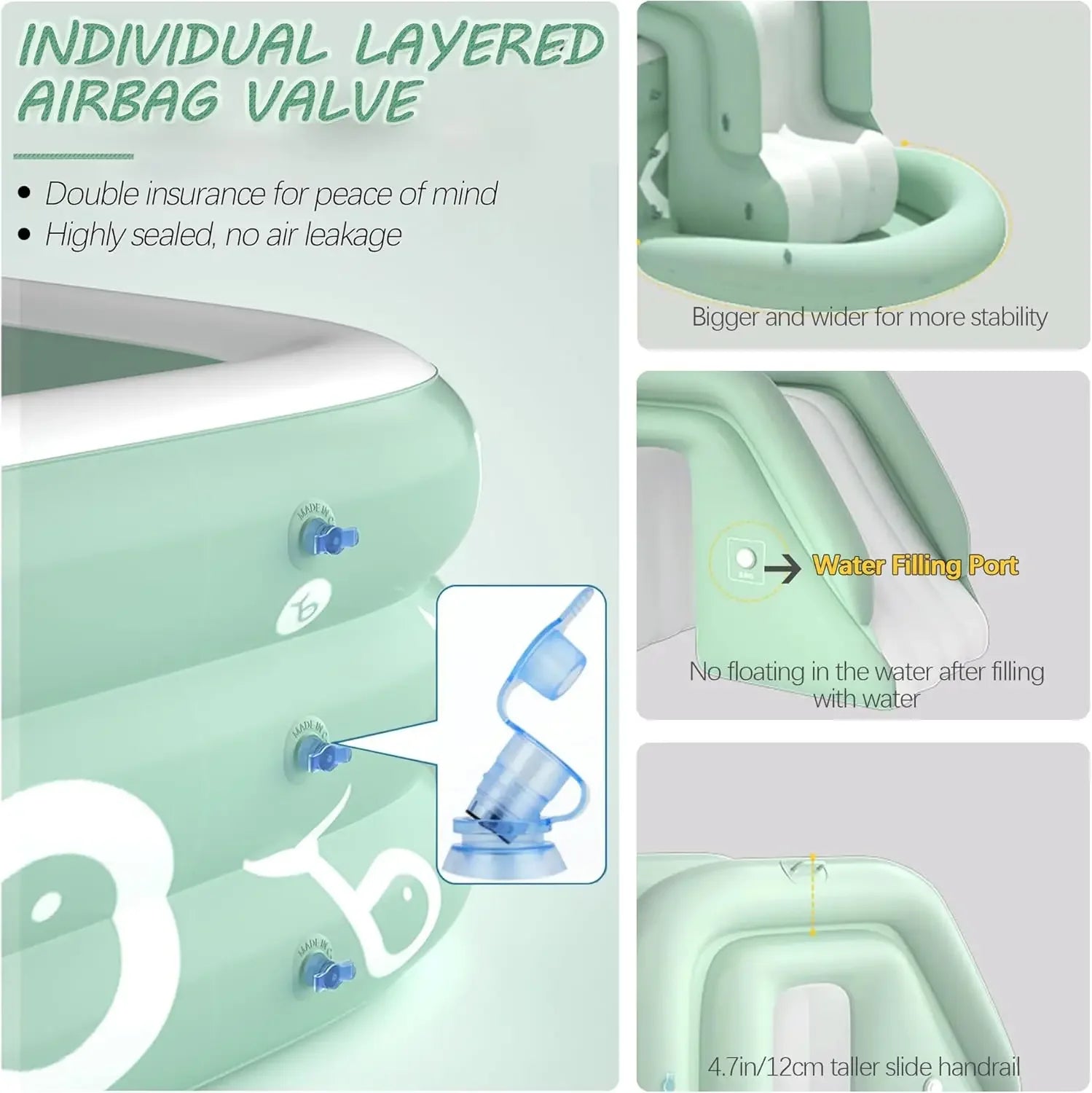 Inflatable Pool with Canopy and Slide,Large Inflatable Swimming Pool for Persons,Family Pool for Backyard, Outdoor
