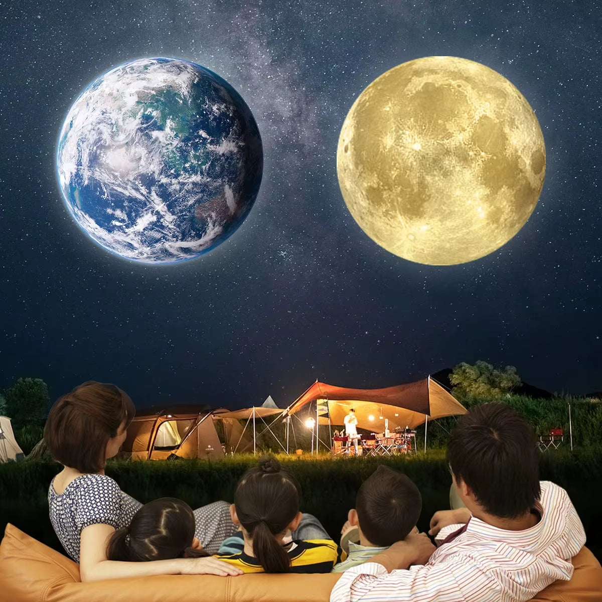 USB Ceiling Moon Earth Projection Atmosphere Light Starry Sky Lamp Night Light Romantic Bedroom Decoration Galaxy Projector